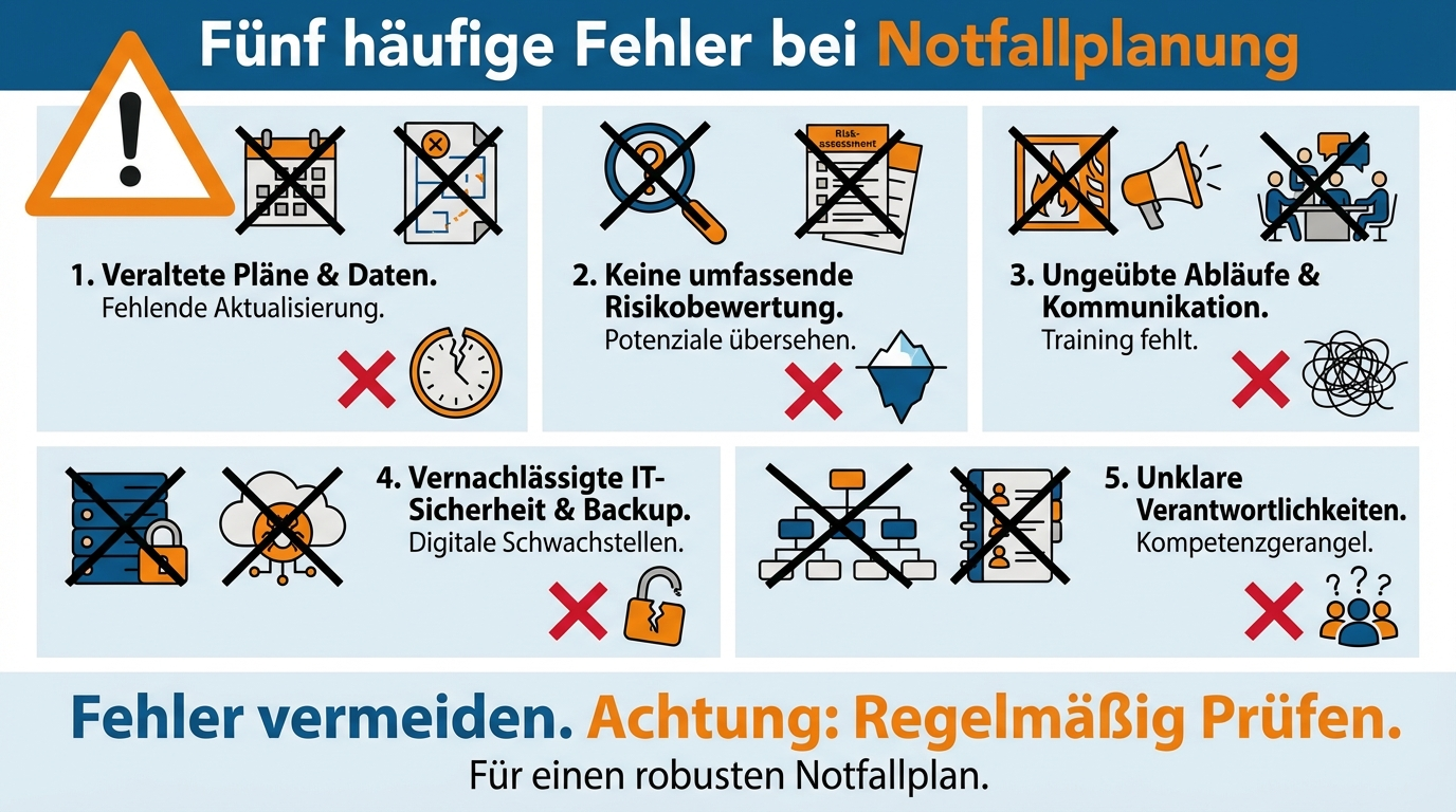 Digitaler Notfallplan: 5-Punkte-Checkliste für IT-Entscheider 2 Die 5 größten Fehler in der Notfallplanung